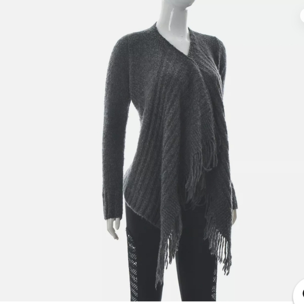 Hollister Gray Fringe Cardigan Sweater